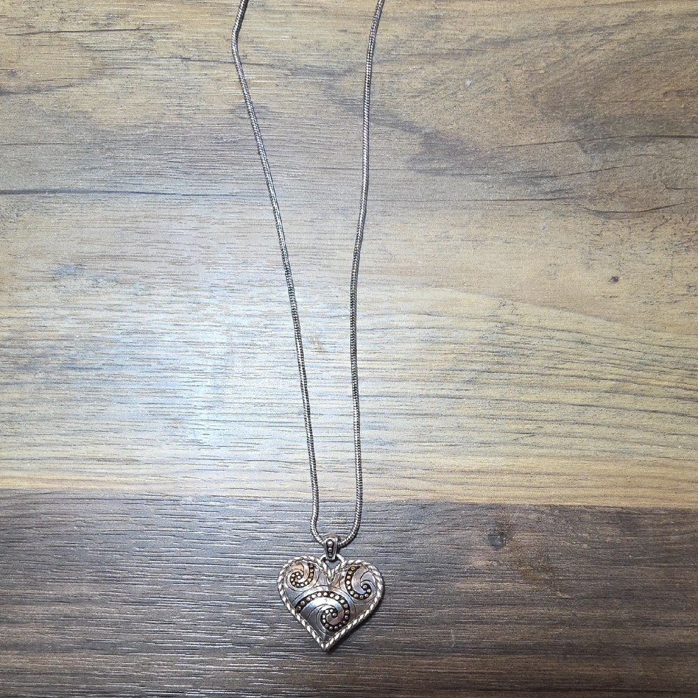 Brighton Heart Pendant Necklace - Silver & Gold Tone